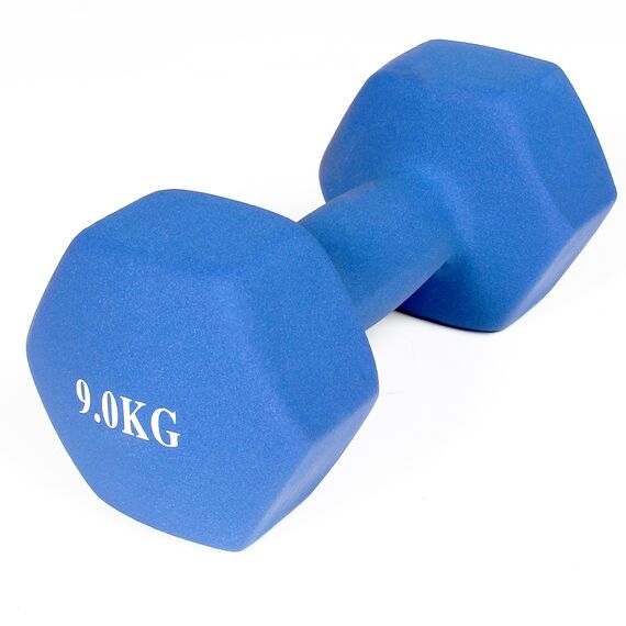Haltères néoprène musculation et fitness (lot de 2) | 2 x 9 KG, Couleur: Bleu, Poids kg: 9 , 4 image