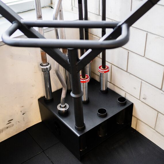 Rack vertical de rangement pour 9 barres d'haltères Ø 51mm en acier noir, 4 image