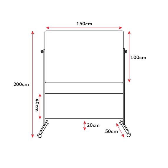 Magnetische Weißwandtafel 100x150cm mit Rollen, 3 image