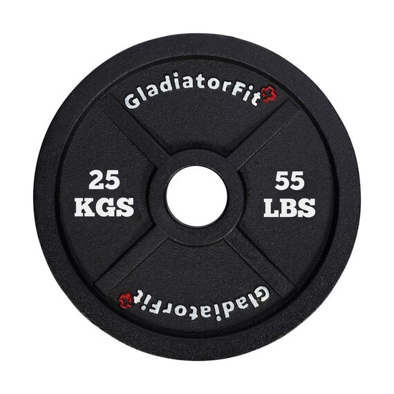 Schwarze olympische Scheibe aus Gusseisen Ø 51mm GladiatorFit | 25 KG