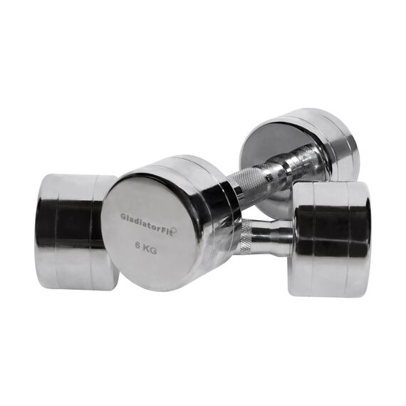 Round chrome dumbbells (set of 2) | 2 x 6 KG