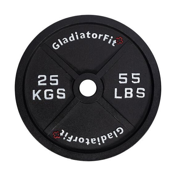 Schwarze olympische Scheibe aus Gusseisen Ø 51mm GladiatorFit | 25 KG, 2 image