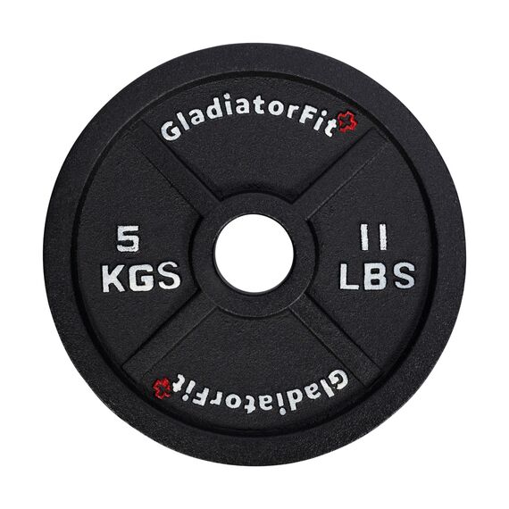 Schwarze olympische Scheibe aus Gusseisen Ø 51mm GladiatorFit | 5 KG, 2 image