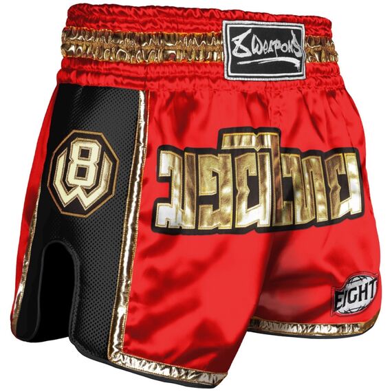 8 Weapons Muay Thai Short Super Mesh –  Block, Farbe: Rot, Grösse : XL