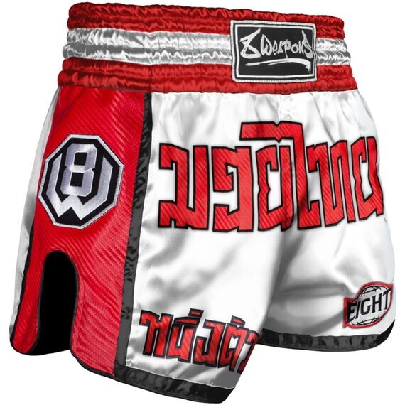 8 Weapons Muay Thai Short Carbon, Colour: Rot, Size: XL
