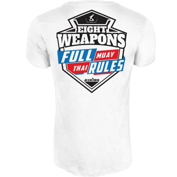 8 WEAPONS Full Muay Thai Rules - Muay Thai T-Shirt, Taille: M, Couleur: Blanc, 2 image