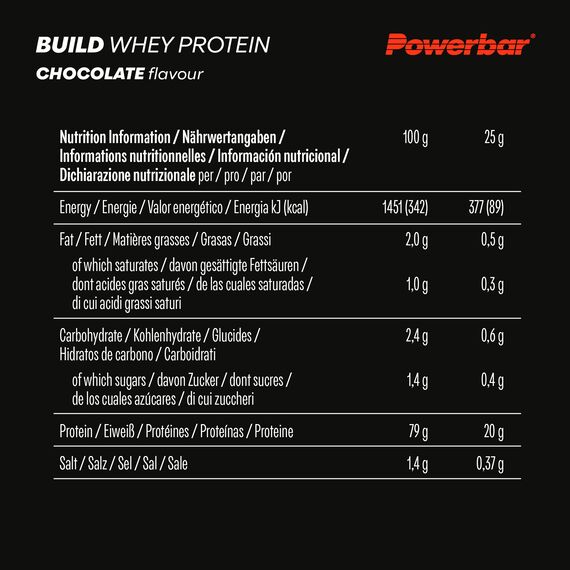 Build Whey protein Isolate &amp; Hydrolysate 550g Powerbar | Chocolate