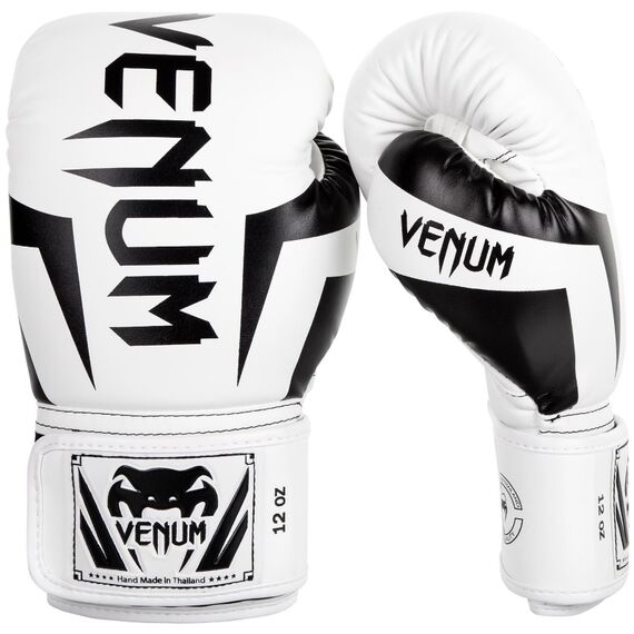 Venum Elite Boxing Gloves - White/Black, OZ: 14oz