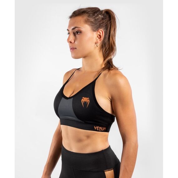Venum Dune 2.0 Sport Bra - For Women - Black/Bronze, Size: M, Colour: Schwarz, Size: M