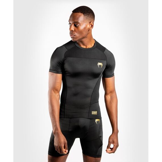 Venum G-Fit Rashguard hort Sleeves - Black/Gold, Size: L, Colour: Schwarz, Size: L