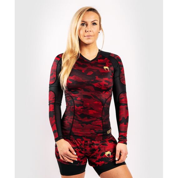 Venum Defender Rashguard - Long Sleeves - Black/Red, Colour: Schwarz, Size: L