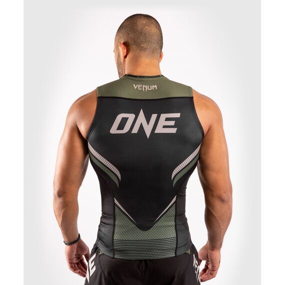Venum ONE FC Impact Rashguard leeveless - Black/Khaki, Colour: Khaki, Size: L, 5 image