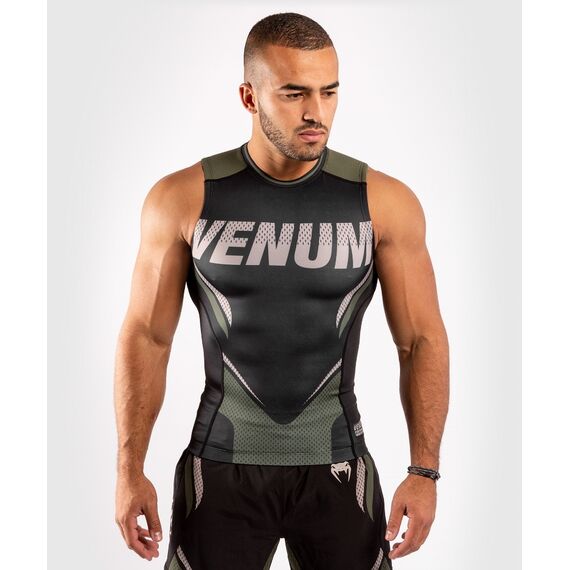 Venum ONE FC Impact Rashguard leeveless - Black/Khaki, Colour: Khaki, Size: XL