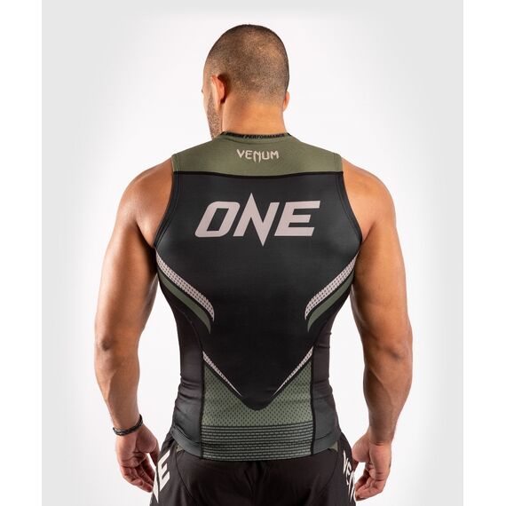 Venum ONE FC Impact Rashguard leeveless - Black/Khaki, Colour: Khaki, Size: XL, 5 image