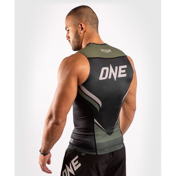 Venum ONE FC Impact Rashguard leeveless - Black/Khaki, Colour: Khaki, Size: XL, 6 image