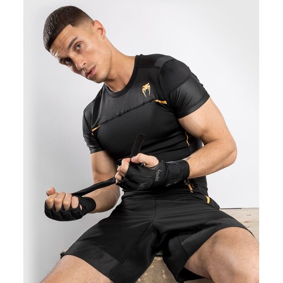 Venum tempest 2.0 Rashguard Short Sleeves, Colour: Schwarz, Size: XL