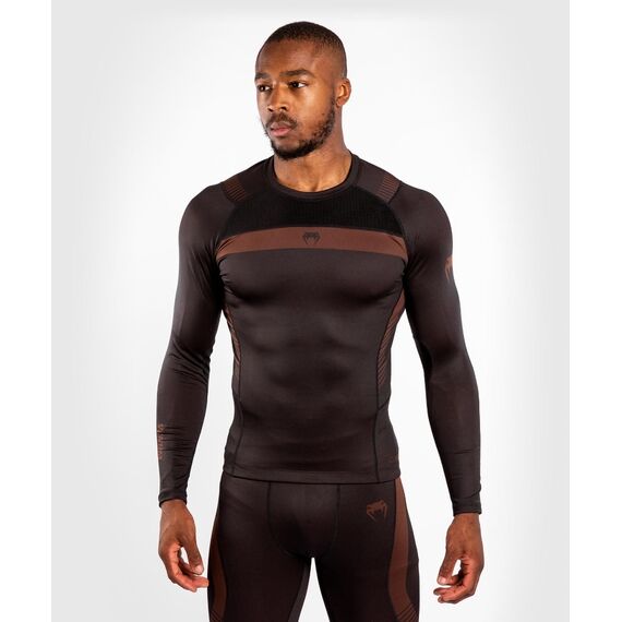 Venum NoGi 3.0 Rashguard long Sleeves, Colour: Braun, Size: S