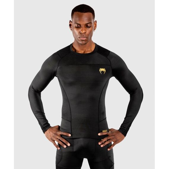 Rashguard Venum G-Fitanches longues - Noir/Or, Couleur: Noir, Taille ne pas utiliser: M