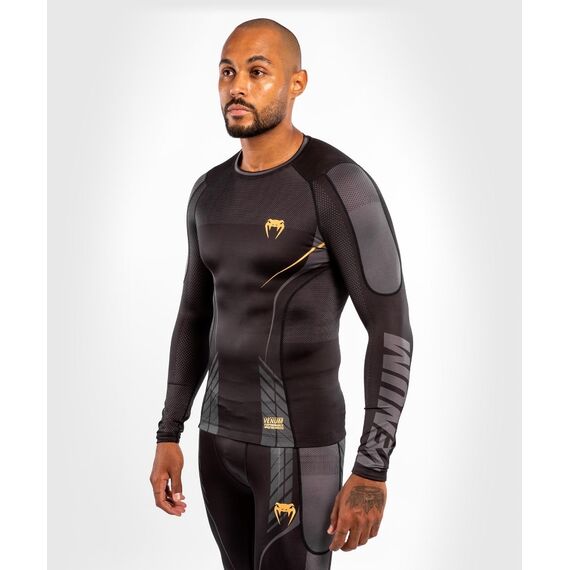 Venum Athletics Rashguard Long Sleeves – Black/Gold, Taille: S, Couleur: Noir, 3 image