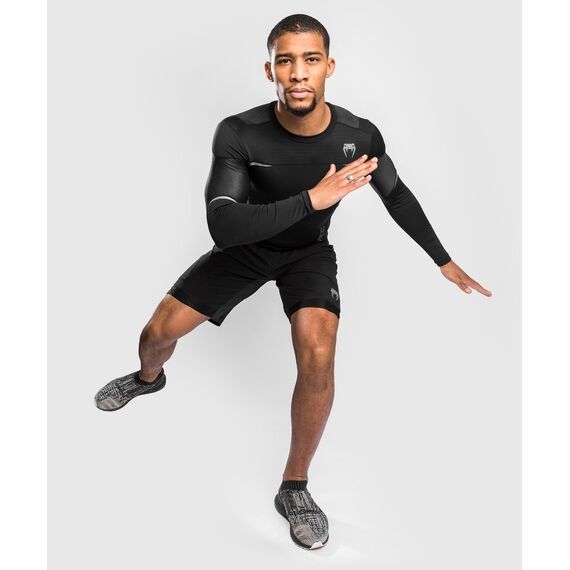 Venum Tempest 2.0 Rashguard Long Sleeves â€“ Black/Grey - M, Colour: Schwarz, Size: M