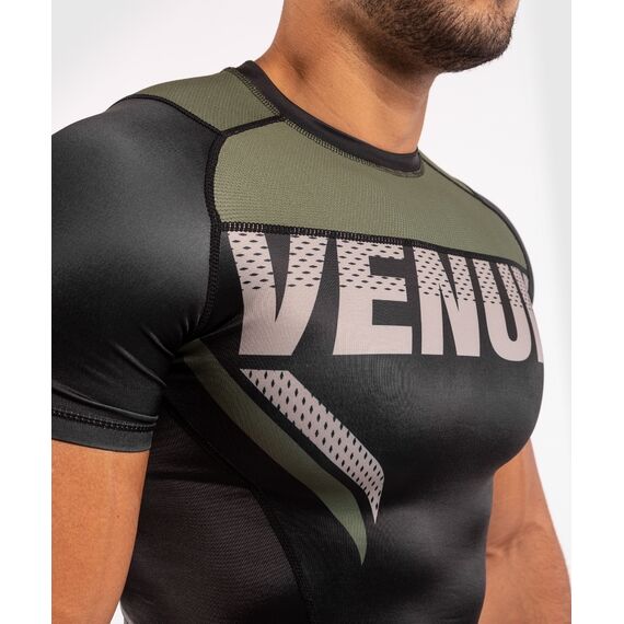 Venum ONE FC Impact Rashguard hort sleeves - Black/Khaki, Colour: Khaki, Size: M, 7 image