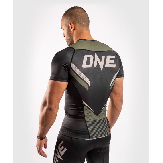 Venum ONE FC Impact Rashguard hort sleeves - Black/Khaki, Colour: Khaki, Size: M, 5 image