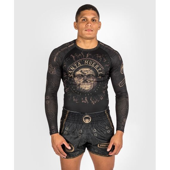 Venum Santa Muerte Dark Side - Rashguard Long Sleeves - Black/Brown - M, Bekleidungsgrösse: M, Farbe: Schwarz