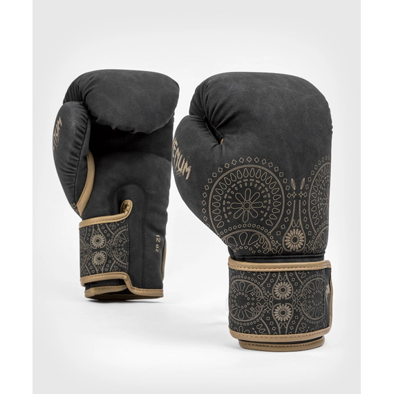Venum Santa Muerte Dark Side - Boxing Gloves - Black/Brown - 14 Oz, Farbe: Schwarz, OZ: 14oz