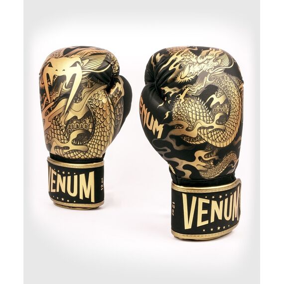 Venum Dragon's Flight Boxing Gloves - Black/Bronze, Colour: Gold, OZ: 16oz
