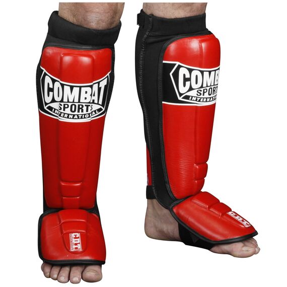 Combat Sports shin guards, Colour: Rot, Size: XL