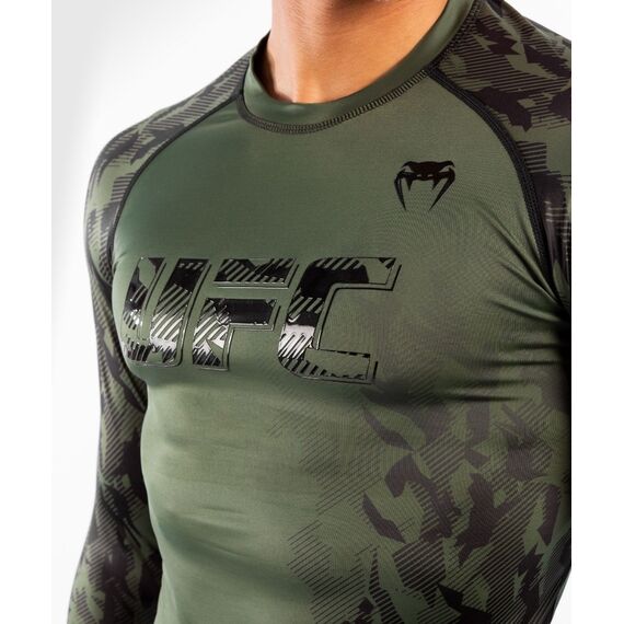 UFC Authentic Fight Week Men's Performance Long Sleeve Rashguard, Colour: Khaki, Size: S, 2 image