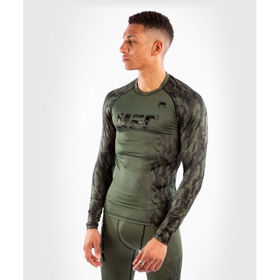 UFC Authentic Fight Week Men's Performance Long Sleeve Rashguard, Colour: Khaki, Size: S, 3 image