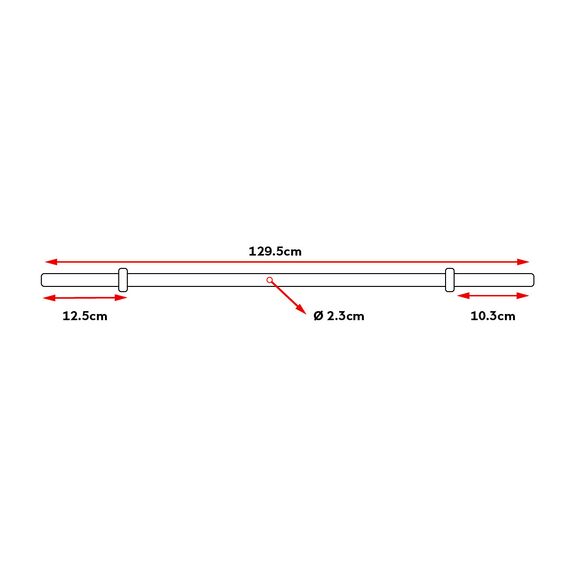 Mini barre de musculation "Barbell" 130cm en acier Ø 50mm + 2 stop disques, 8 image