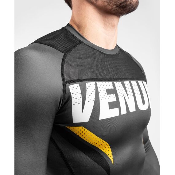 Venum ONE FC Impact Rashguard ong sleeves - Grey/Yellow, Colour: Grey, Size: M, 8 image