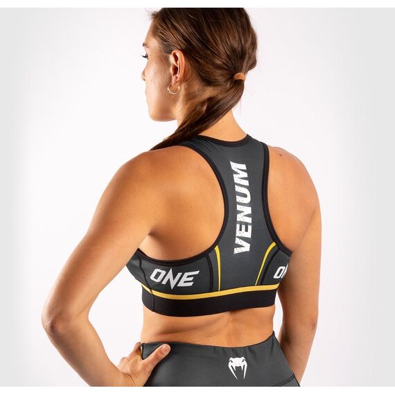 Venum ONE FC Impact Sport Bra - Grey/Yellow, Colore: Grigio, Size: M, 4 image