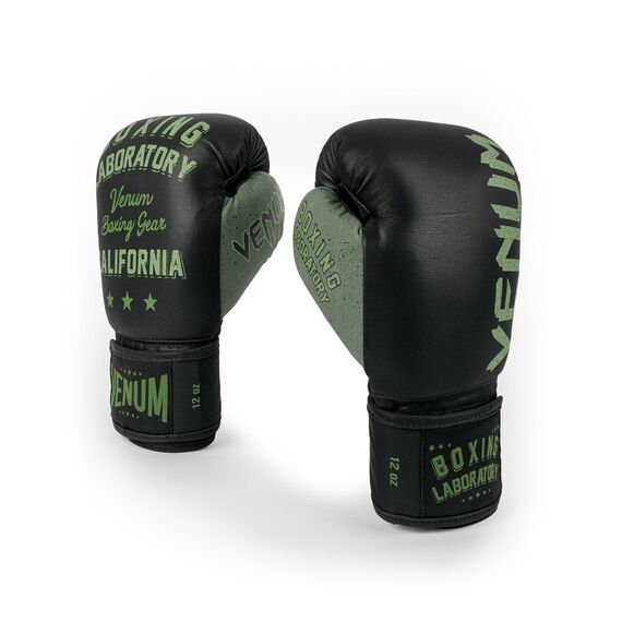 Venum Boxing Lab Gloves - Black/Green, Colour: Schwarz, OZ: 14oz
