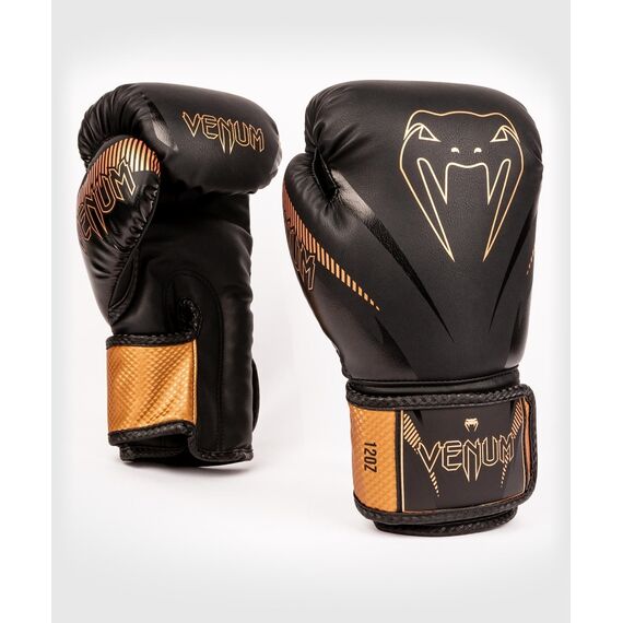 Venum Impact Boxing Gloves - Black/Bronze, Colour: Bronze, OZ: 12oz
