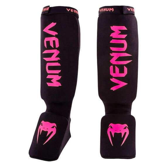 Venum Kontact Shinguards-Black-N Pink, Taglia: Taglia unica, Colore: Nero