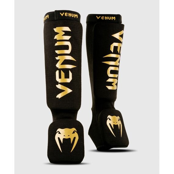 Venum Kontact Shin Guards - Black/Gold, Colour: Gold, Size: XL