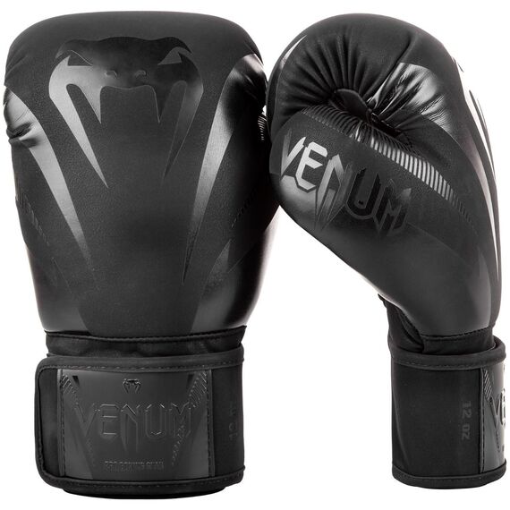 Venum Impact Boxing Gloves - Black/Black, Colour: Schwarz, OZ: 10oz