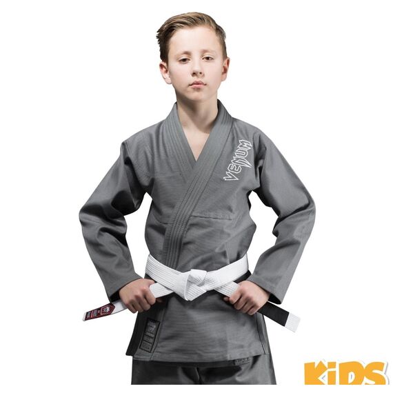 Venum Contender Kids BJJ Gi (Free white belt included) - Grey, Colour: Grey, Size (Kimono): C00 100-110 cm