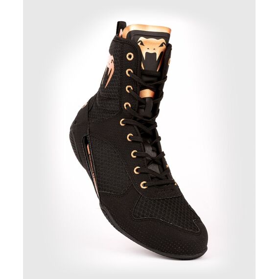 Venum Elite Boxing Shoes – Black/Bronze - 40,5 (US 8), Colour: Schwarz, Size (Shoes): 40.5