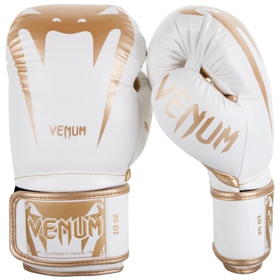 Venum Giant 3.0 Boxing Gloves - Nappa Leather white/gold, Colour: Weiss, OZ: 12oz