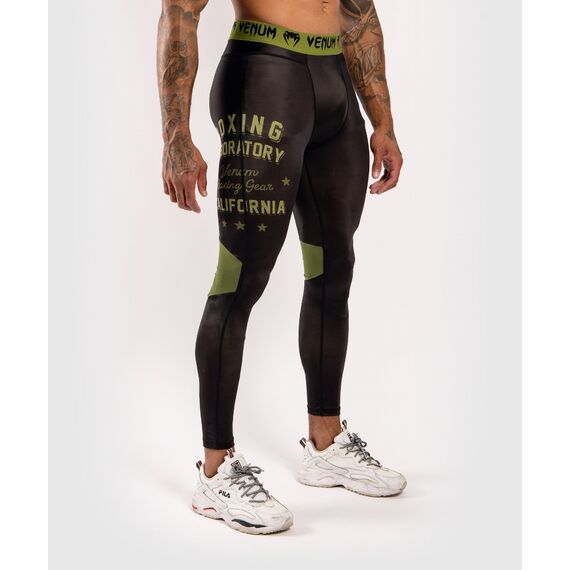 Venum Boxing Lab Compression Tights - Black/Green, Colour: Schwarz, Size: S