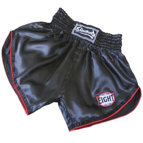 8 WEAPONS Muay Thai Short - Retrofight - Black-Red, Colour: Schwarz, Size: S