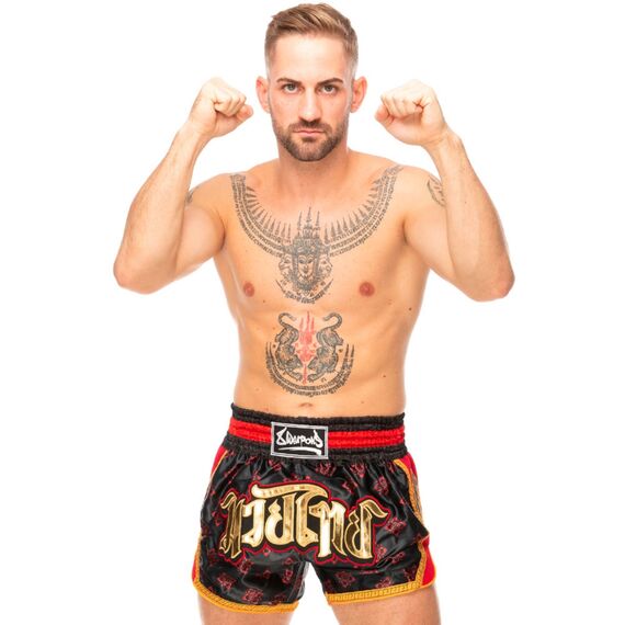 8 Weapons Muay Thai Shorts Super Mesh - Ancient, Colore: Rosso , Size: M, 3 image