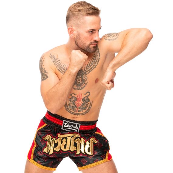 8 Weapons Muay Thai Shorts Super Mesh - Ancient, Colore: Rosso , Size: M, 4 image