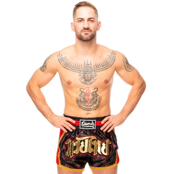 8 Weapons Muay Thai Shorts Super Mesh - Ancient, Colore: Rosso , Size: M, 5 image
