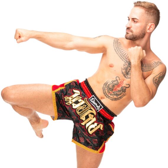 8 Weapons Muay Thai Shorts Super Mesh - Ancient, Colore: Rosso , Size: M, 6 image