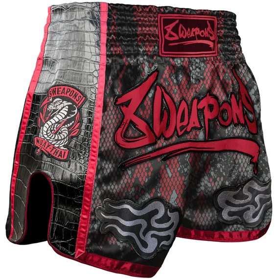 8 WEAPONS Muay Thai Shorts, Snake, red, M, Size: M, Colour: Rot